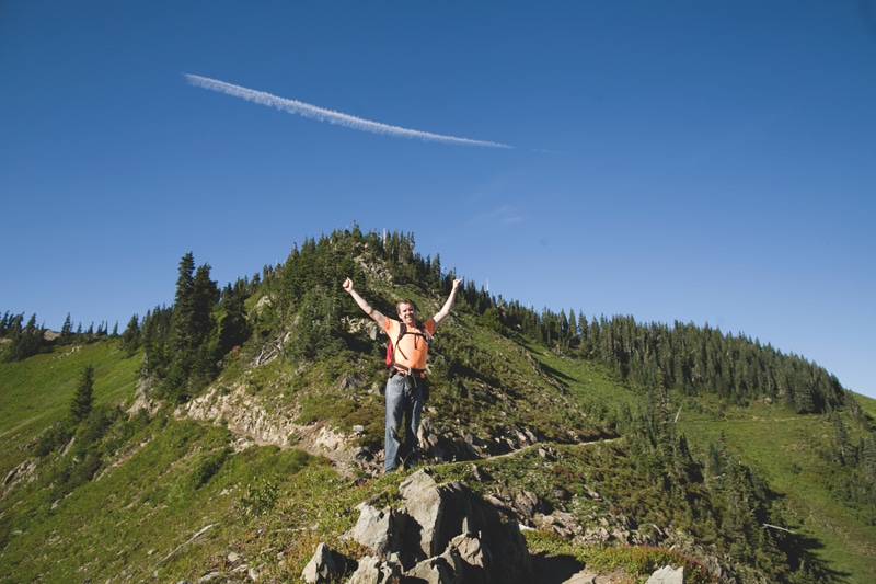 This photo was taken of my hubby, then an hour later the photo below was taken, the curve you see below left of the tree is where he was standing!! Hike, High Divide, Seven Lakes Basin