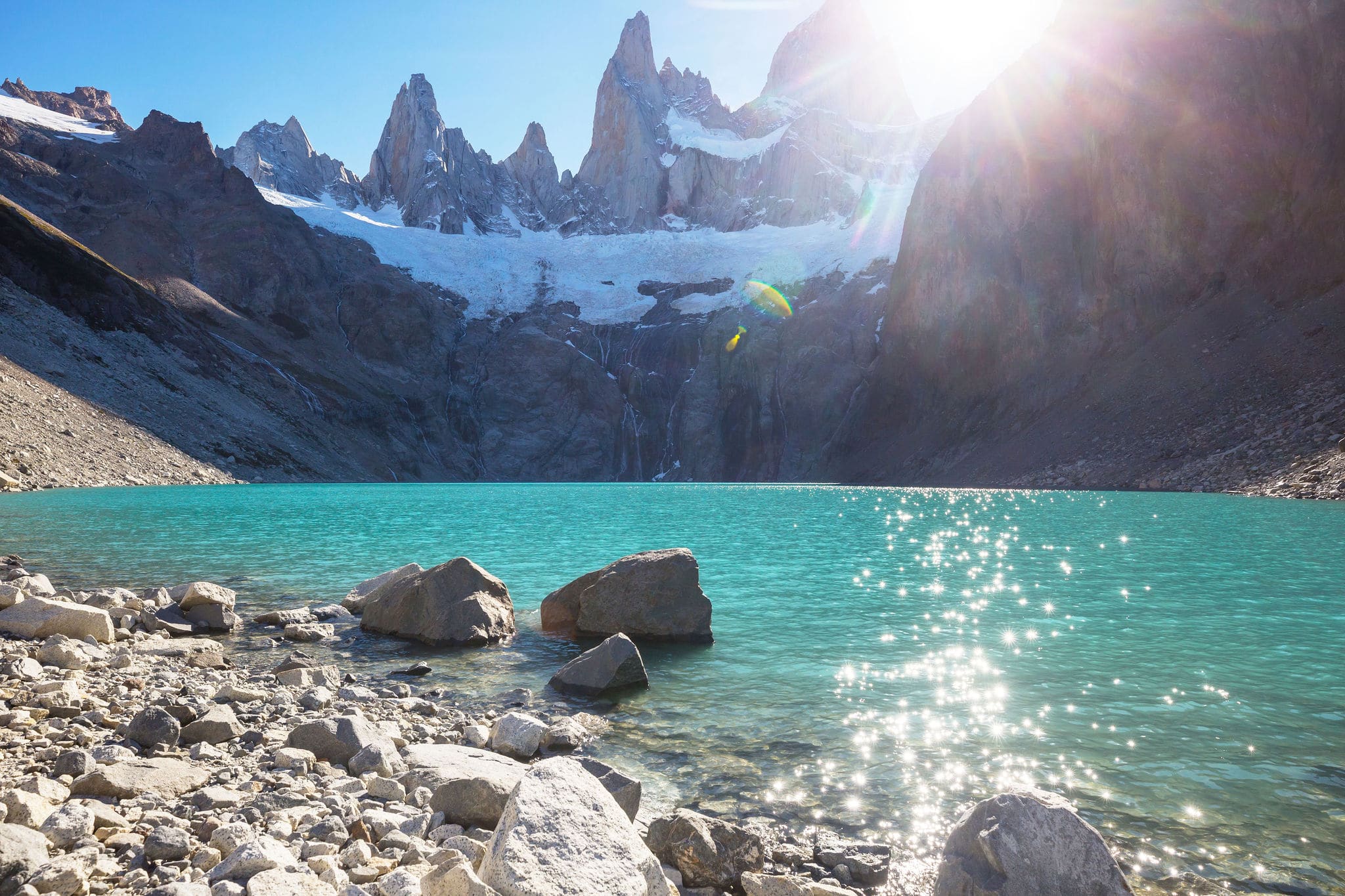 Famous Cerro Fitz Roy - one of the most beautiful and hard to accent rocky peak in Patagonia, Argentina