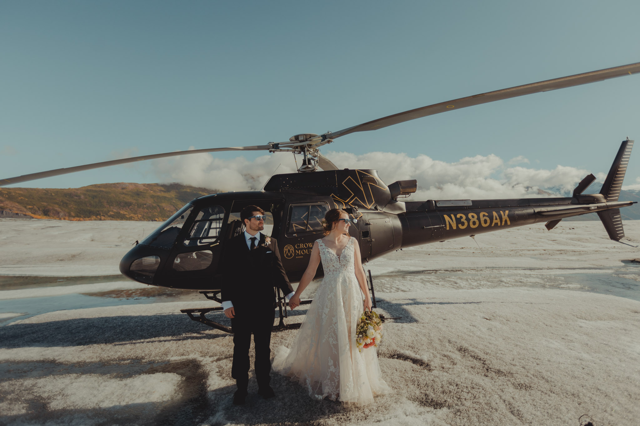 Helicopter Elopement in Alaska to Knik Glacier